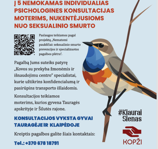 Kviečiame į individualias psichologines konsultacijas moteris, nukentėjusias nuo seksualinio smurto