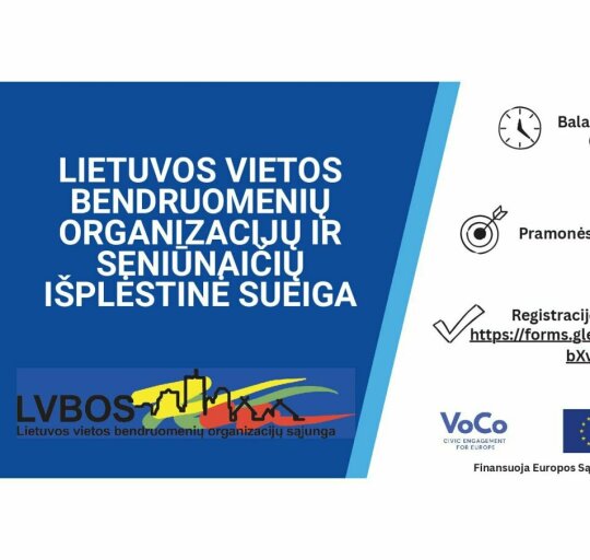 Kviečia į Lietuvos vietos bendruomenių organizacijų ir seniūnaičių išplėstinę sueigą