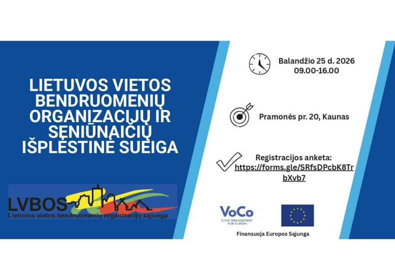 Kviečia į Lietuvos vietos bendruomenių organizacijų ir seniūnaičių išplėstinę sueigą