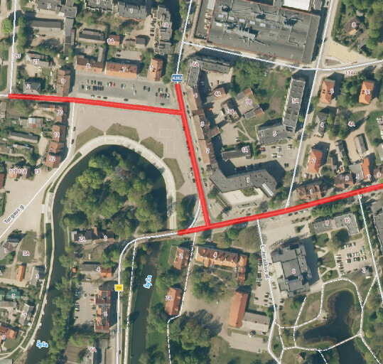 Miesto gatvių uždarymo schema Šilutės miesto šventės metu