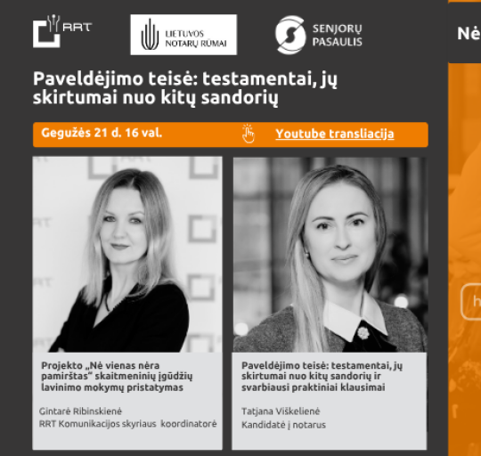 „Nė vienas nėra pamirštas“  ir vėl Jus kviečia į nuotolinę paskaitą