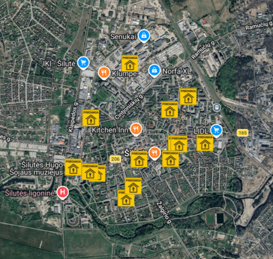 Informacija dėl aktualaus priedangų sąrašo ir jų žemėlapio