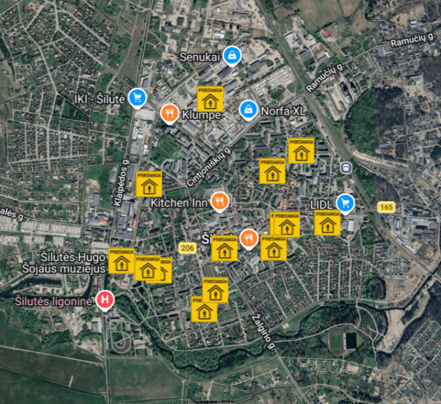 Informacija dėl aktualaus priedangų sąrašo ir jų žemėlapio