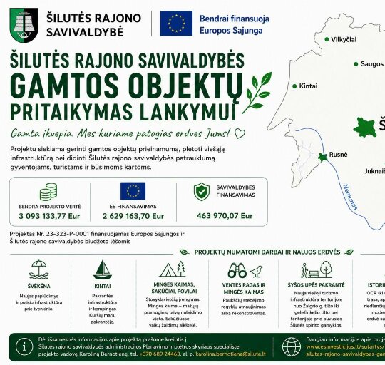 Pradedamas įgyvendinti projektas „Šilutės rajono savivaldybės gamtos objektų pritaikymas lankymui“