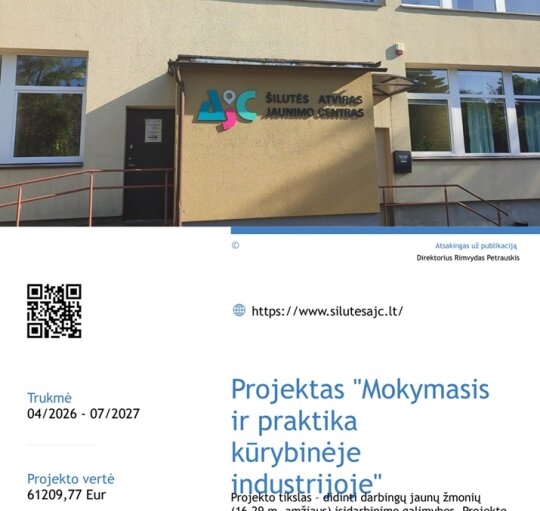 Šilutės atviras jaunimo centras kartu su partneriais – Šilutės rajono savivaldybės administracija...
