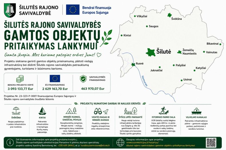 Pradedamas įgyvendinti projektas „Šilutės rajono savivaldybės gamtos objektų pritaikymas lankymui“