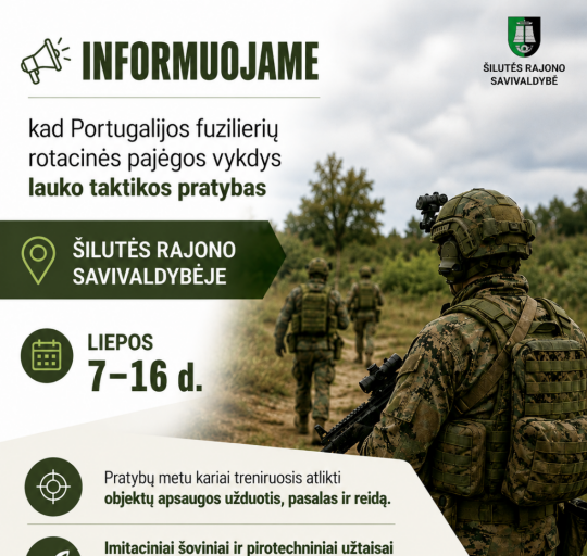 Informacija apie lauko taktikos pratybas