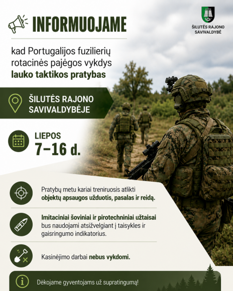 Informacija apie lauko taktikos pratybas