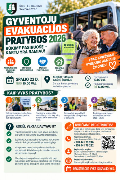 Kviečiame dalyvauti pratybose „Gyventojų evakuacija 2026“